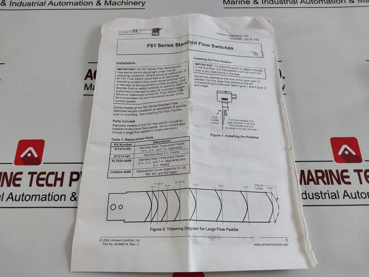Penn/Johnson Controls F61Kb-11C Flow Control Switch