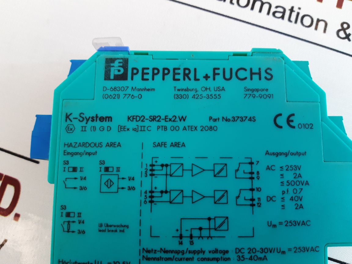 Pepperl+Fuchs Kfd2-sr2-ex2.W K-system Switch Amplifier 37374S