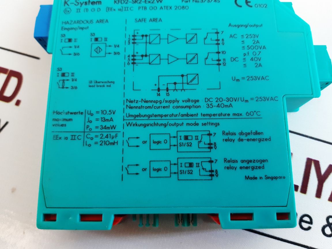 Pepperl+Fuchs Kfd2-sr2-ex2.W K-system Switch Amplifier 37374S