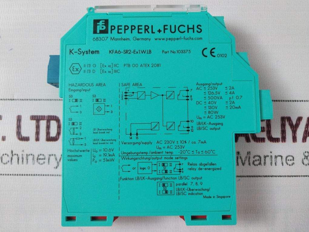 Pepperl+Fuchs Kfa6-sr2-ex1.W.Lb K-system Power Switch Amplifier 103375