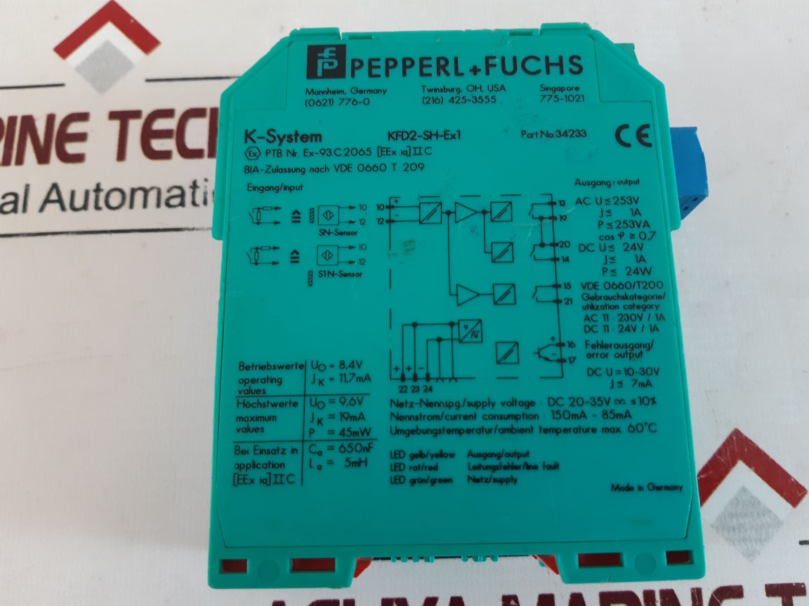 Pepperl+Fuchs Kfd2-sh-ex1 K-system Isolation Switch amplifier 34233