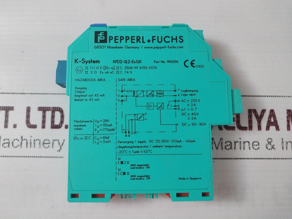 Pepperl+Fuchs Kfd2-sl2-ex1.Lk Solenoid Driver 1-channel Isolated Barrier 196356