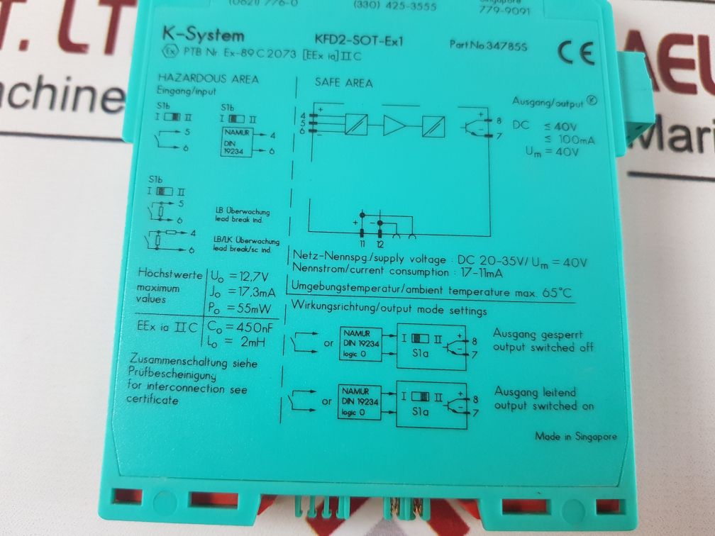 Pepperl+Fuchs Kfd2-sot-ex1 Safety Relay Module 34785S