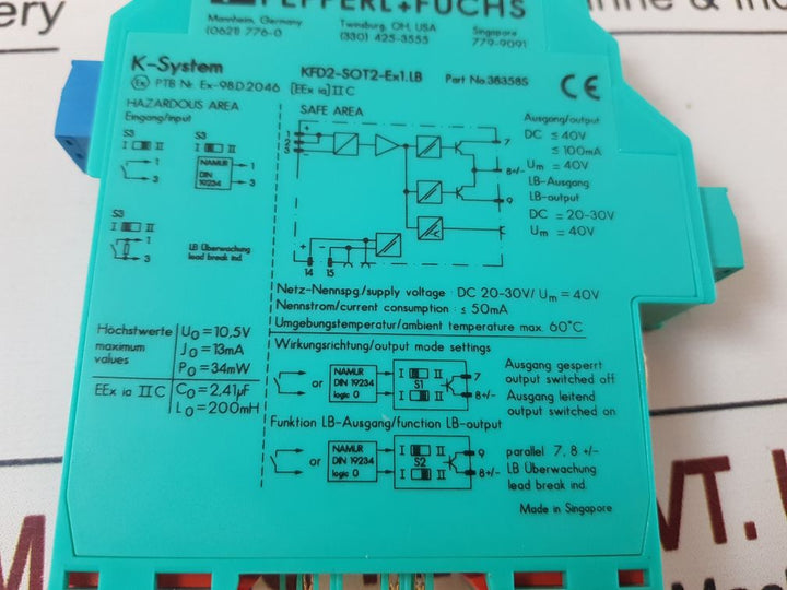 Pepperl+Fuchs Kfd2-sot2-ex1.Lb Isolated Barrier 38358S
