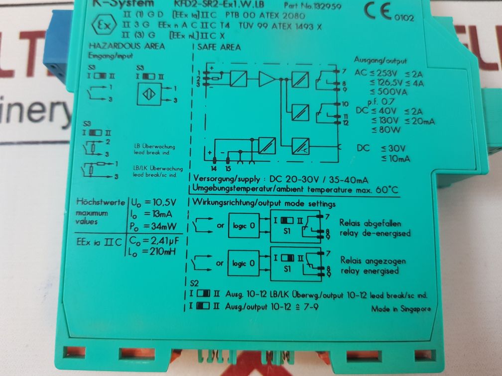 Pepperl+Fuchs Kfd2-sr2-ex1.W.Lb Switching Amplifier 132959