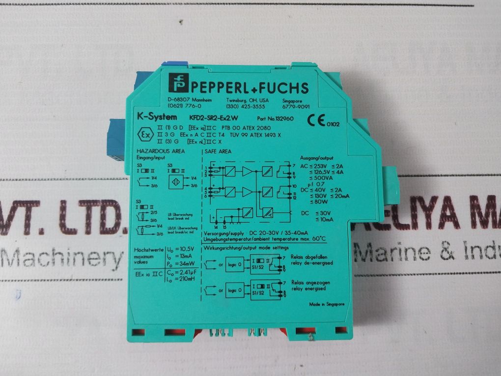 Pepperl+Fuchs Kfd2-sr2-ex2.W K-system Switch Amplifier Output Module 132960
