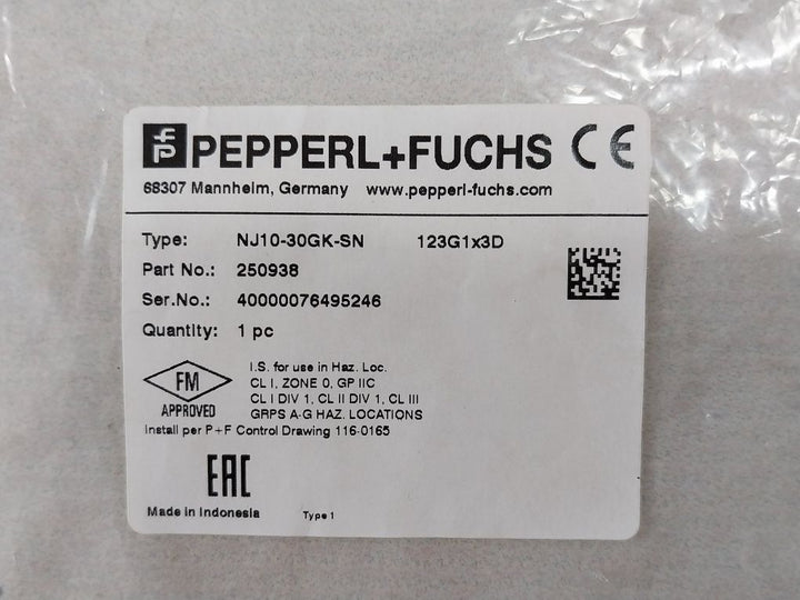 Pepperl+Fuchs Nj10-30Gk-sn Proximity Switch Sensor 256353,250938
