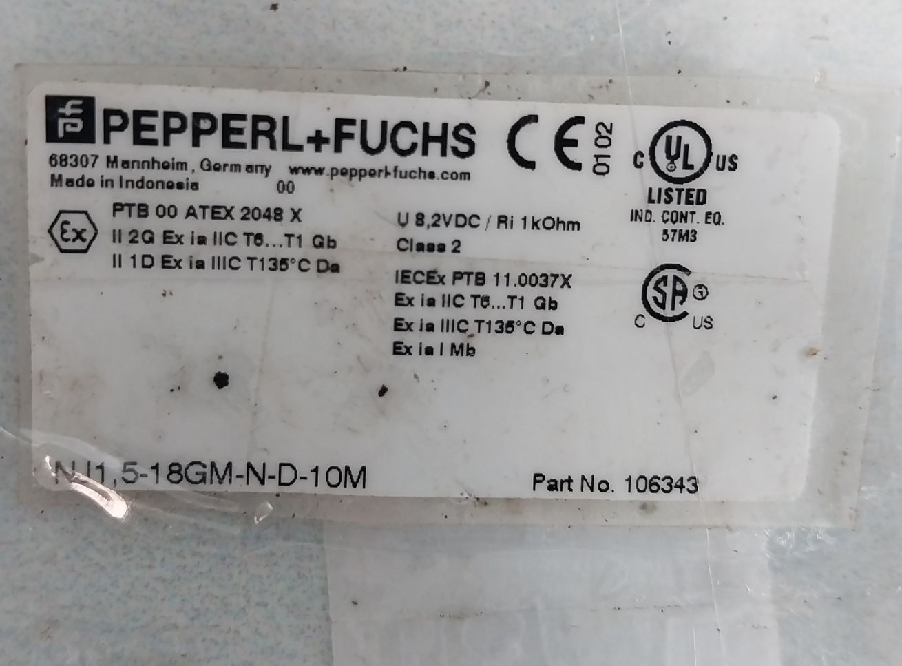 Pepperl+Fuchs Nj1,5-18Gm-n-d-10M Inductive Proximity Sensor 106343