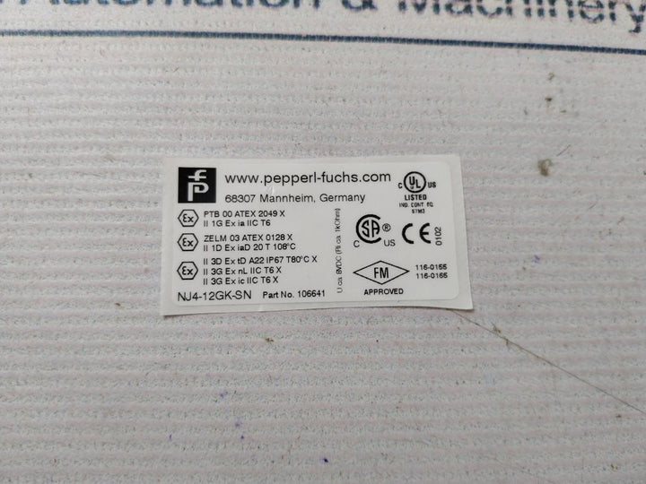Pepperl+Fuchs Nj4-12Gk-sn Proximity Inductive Sensor