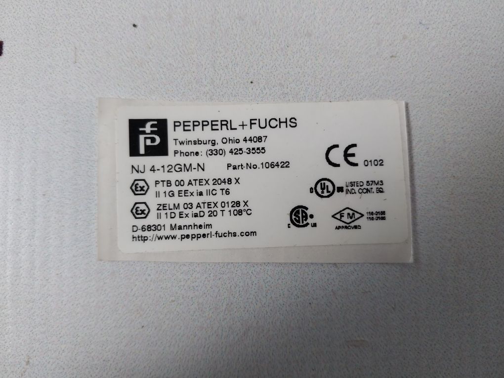 Pepperl+Fuchs Nj4-12Gm-n Proximity Switch Sensor 106422