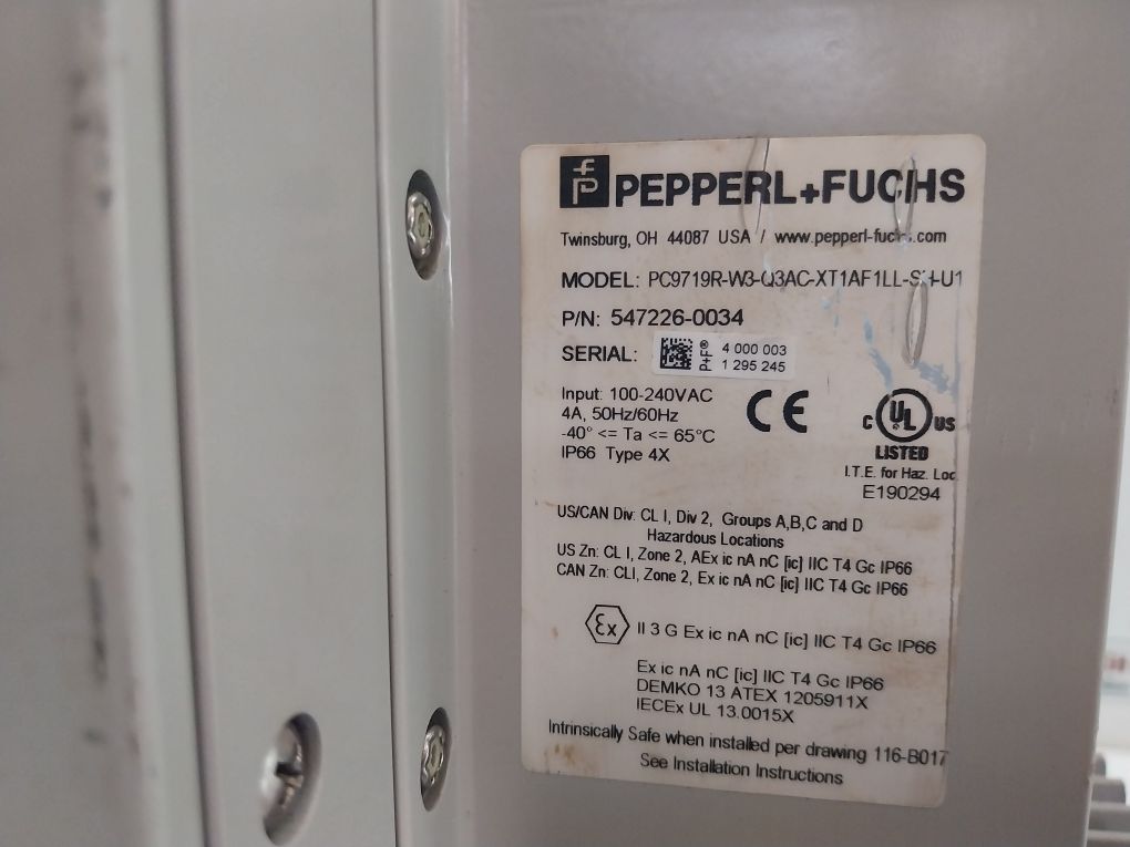 Pepperl+Fuchs Pc9719R-w3-q3Ac-xt1Af1Ll-sh-u1 Touch Panel (Not Working)