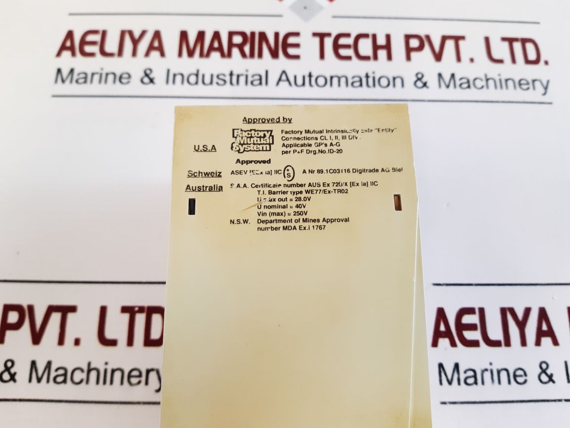 Pepperl + Fuchs We77Ex-tr02 Isolating Amplifier Relay 220V Ac
