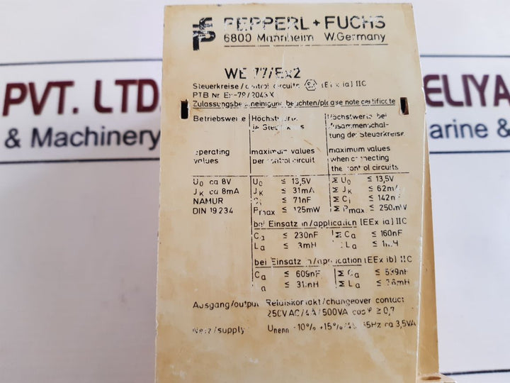 Pepperl+Fuchs We77/Ex2 Switch Amplifier 01669S