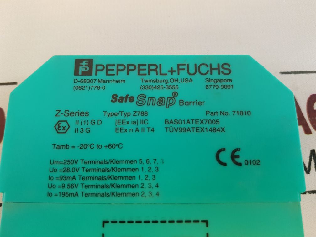 Pepperl+Fuchs Z-series Z788 Safe Snap Barrier 71810