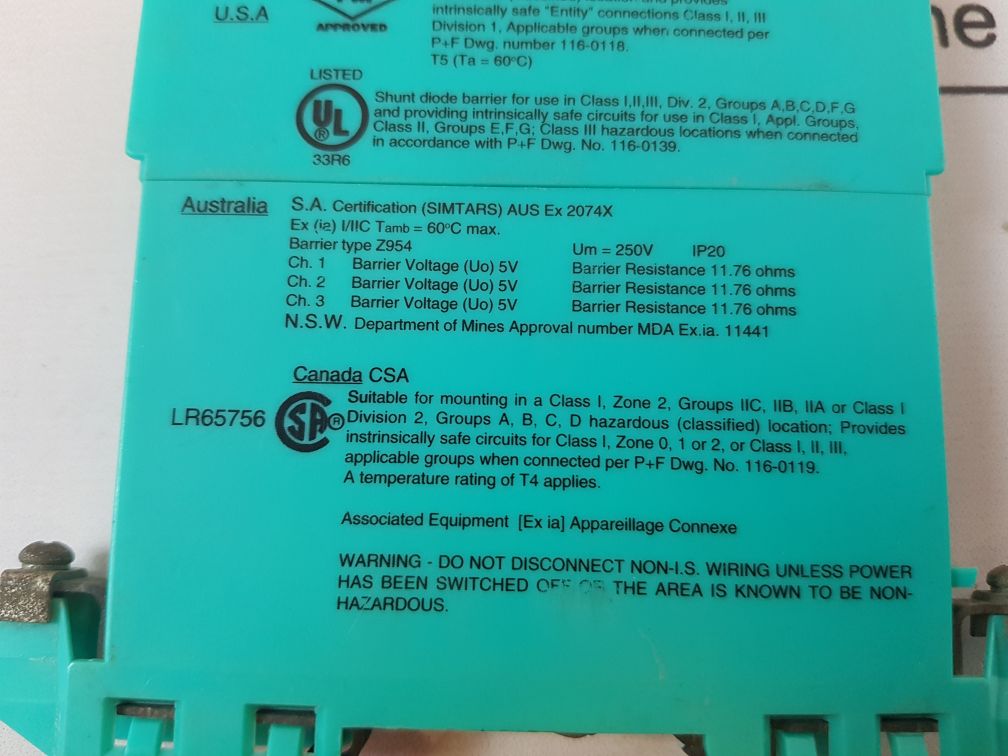 Pepperl+Fuchs Z954 Safe Snap Barrier 71863