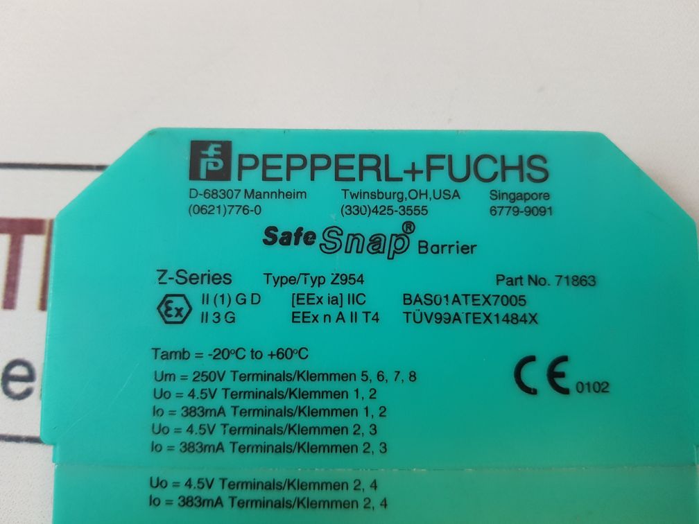 Pepperl+Fuchs Z954 Safe Snap Barrier 71863