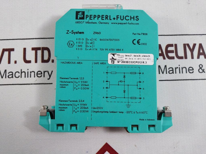 Pepperl+Fuchs Z960 Safe Snap Barrier 71858