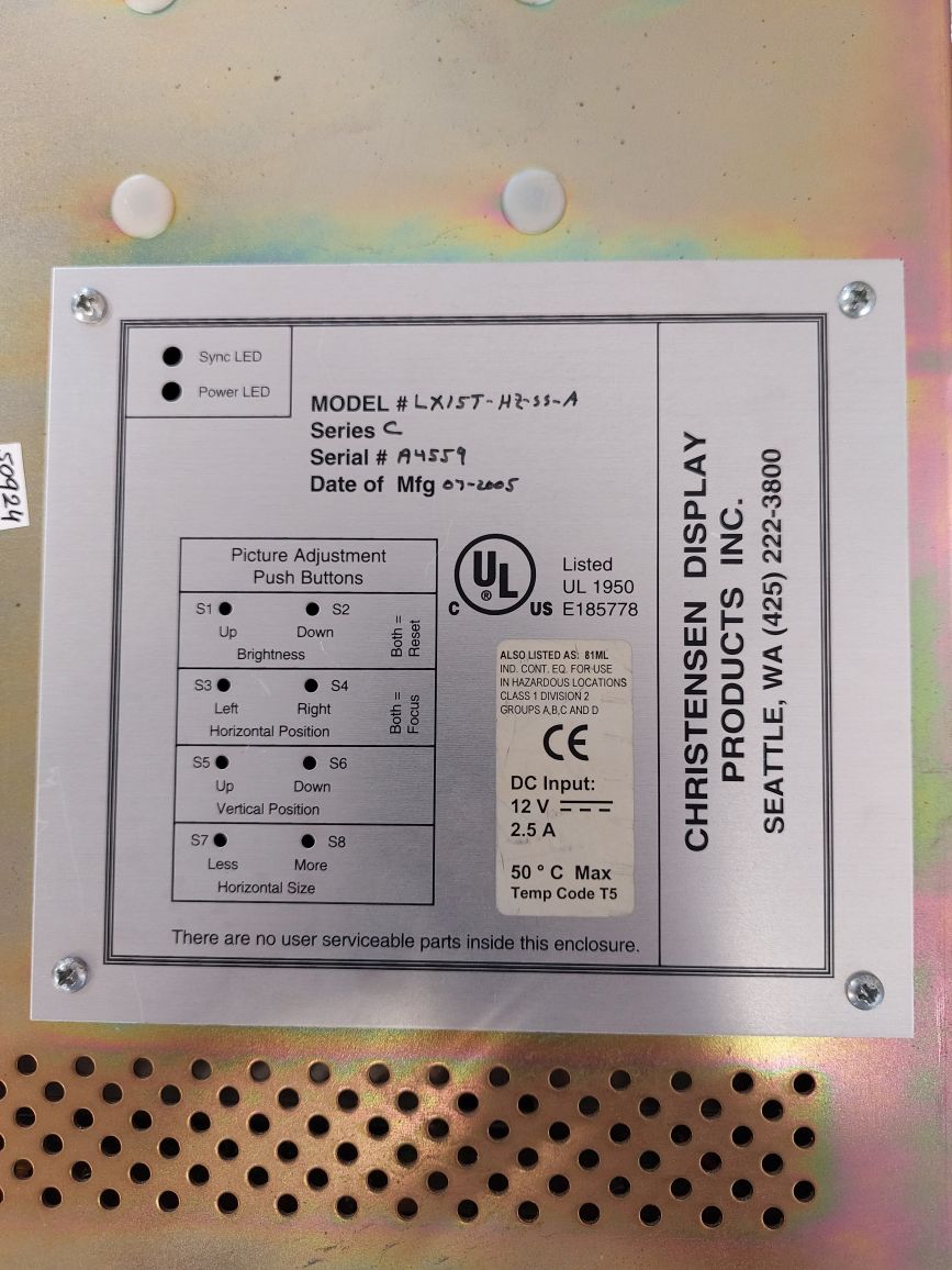 Pepperl+Fuchs/Christensen Dm515-la-d2-ss-nt Industrial Flat Panel Monitors