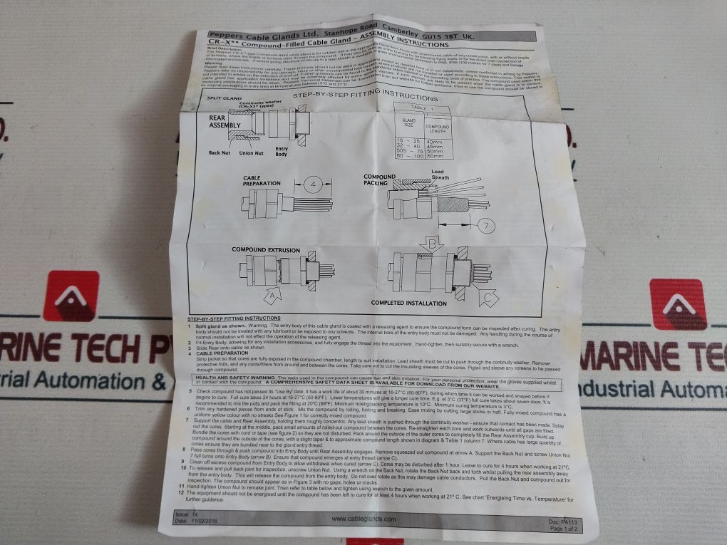 Peppers Gu15 3Bt Uk Compound-filled Cable Gland