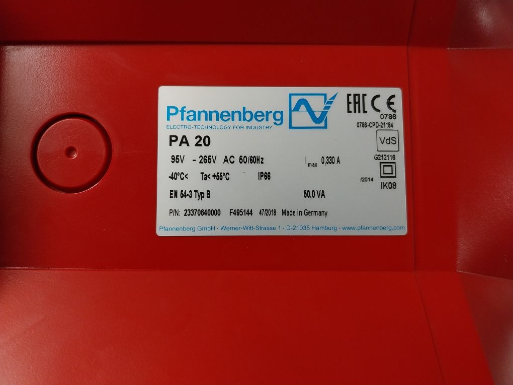 Pfannenberg Pa 20 Signal Generator Sound 23370640000 95V-265V Ac 50/60Hz