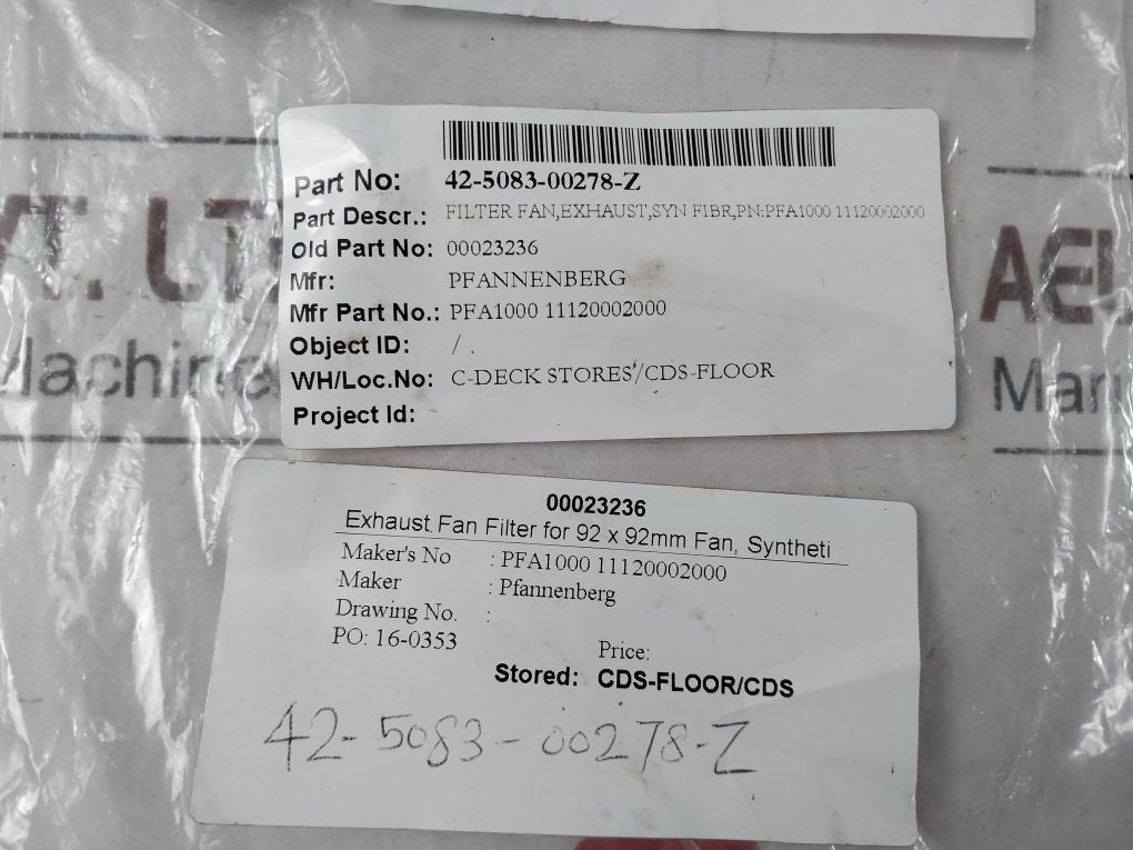 Pfannenberg Pfa1000 Exhaust Filter Fan Pfba 10000