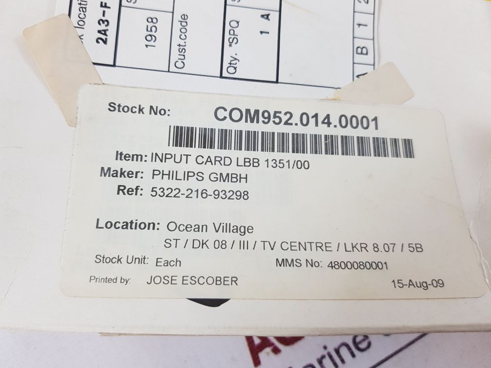 Philips 3922 156 06421 Input Card Lbb 1351/00