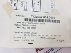 Philips 3922 156 06421 Input Card Lbb 1351/00