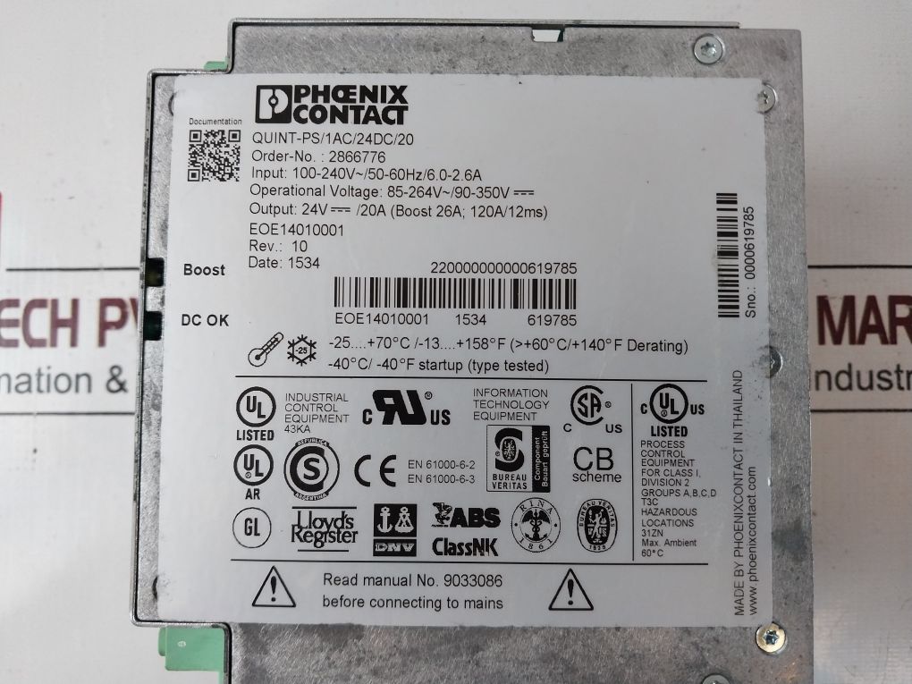 Phoenix Contact Quint-ps/1Ac/24Dc/20 Power Supply 