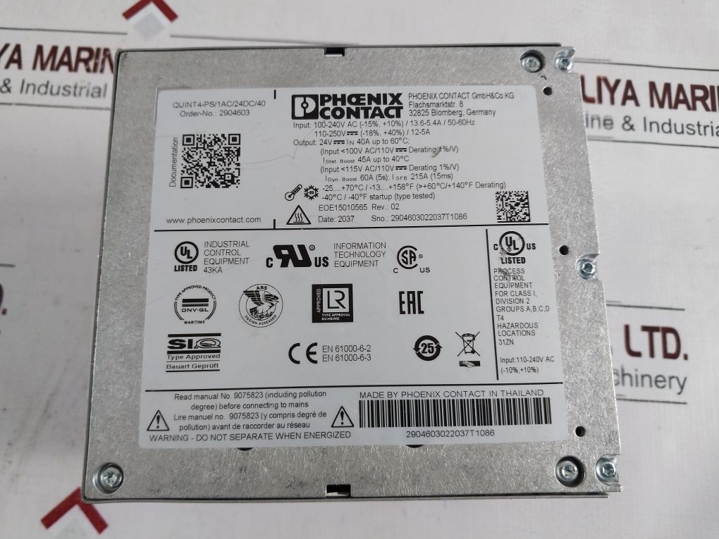 Phoenix Contact Quint4-ps/1Ac/24Dc/40 Power Supply 2904603