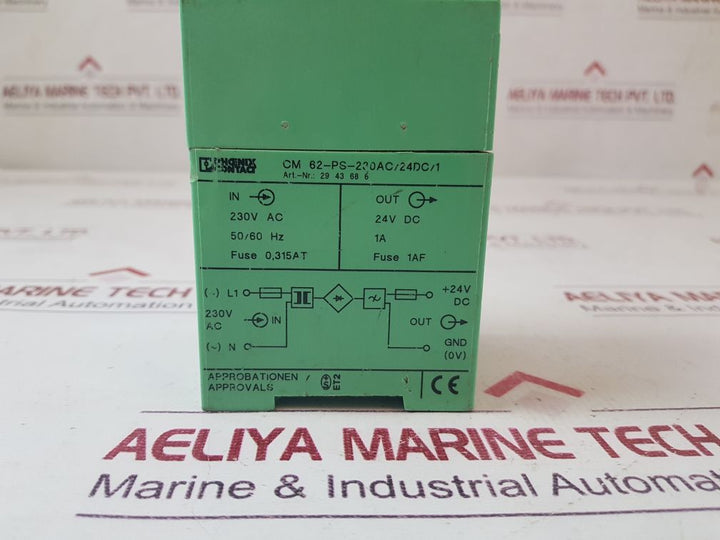 Phoenix Contact Cm 62-ps-230Ac/24Dc/1 Power Supply 230V Ac