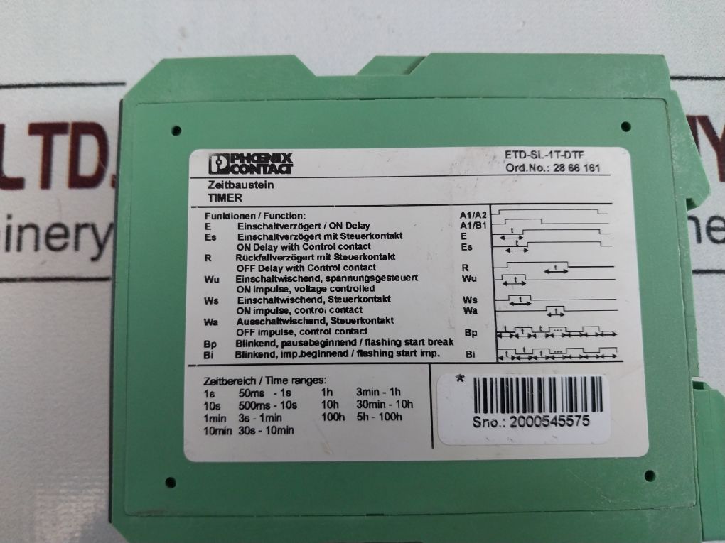 Phoenix Contact Etd-sl-1T-dtf Timer 28 66 161