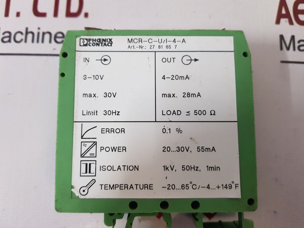 Phoenix Contact Mcr-c-u/I-4-a Isolated Signal Converter 2781657