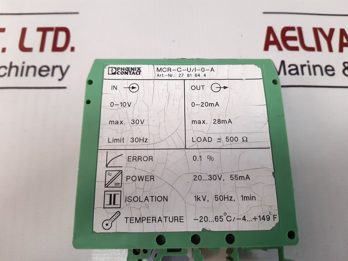 Phoenix Contact Mcr-c-u/I-o-a Isolated Signal Converter 24V Dc