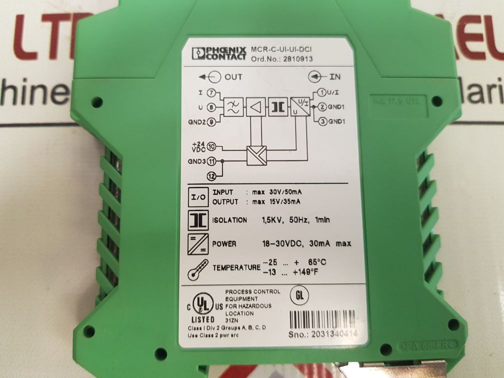 Phoenix Contact Mcr-c-ui-ui-dci (Isolating Amplifier)/Converter 1,5Kv, 50Hz, 1M
