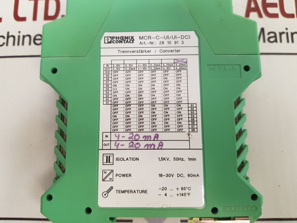 Phoenix Contact Mcr-c-ui/Ui-dci Isolation Amplifier 4-20 Ma