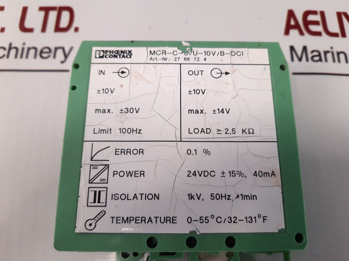 Phoenix Contact Mcr-c-u/U-10V/B-dci Isolated Signal Converter 24V Dc