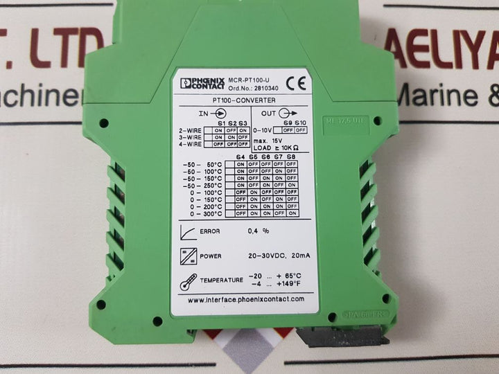 Phoenix Contact Mcr-pt100-u Temperature Measurement Sensor Module 2810340
