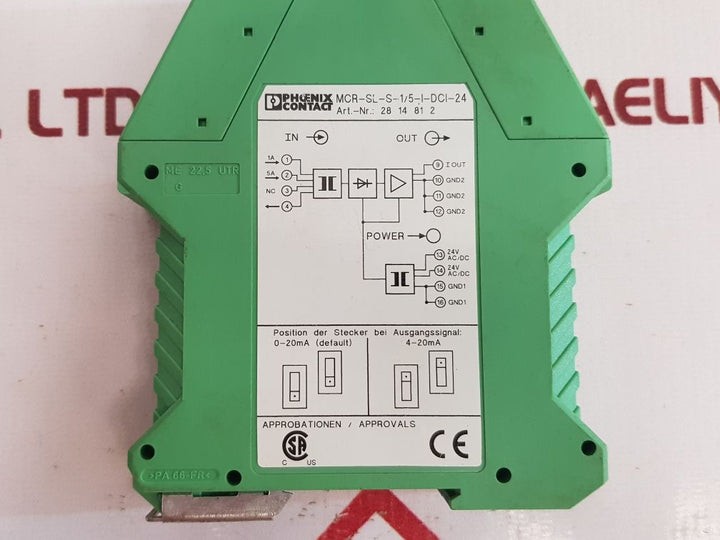 Phoenix Contact Mcr-sl-s-1/5-i-dci-24 Active Transducer For Ac-currents