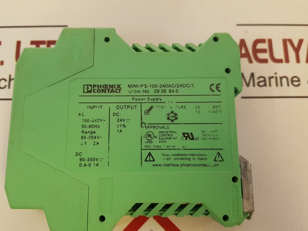 Phoenix Contact Minipower Mini-ps-100-240Ac/24Dc/1 Power Supply Unit 29 38 84 0