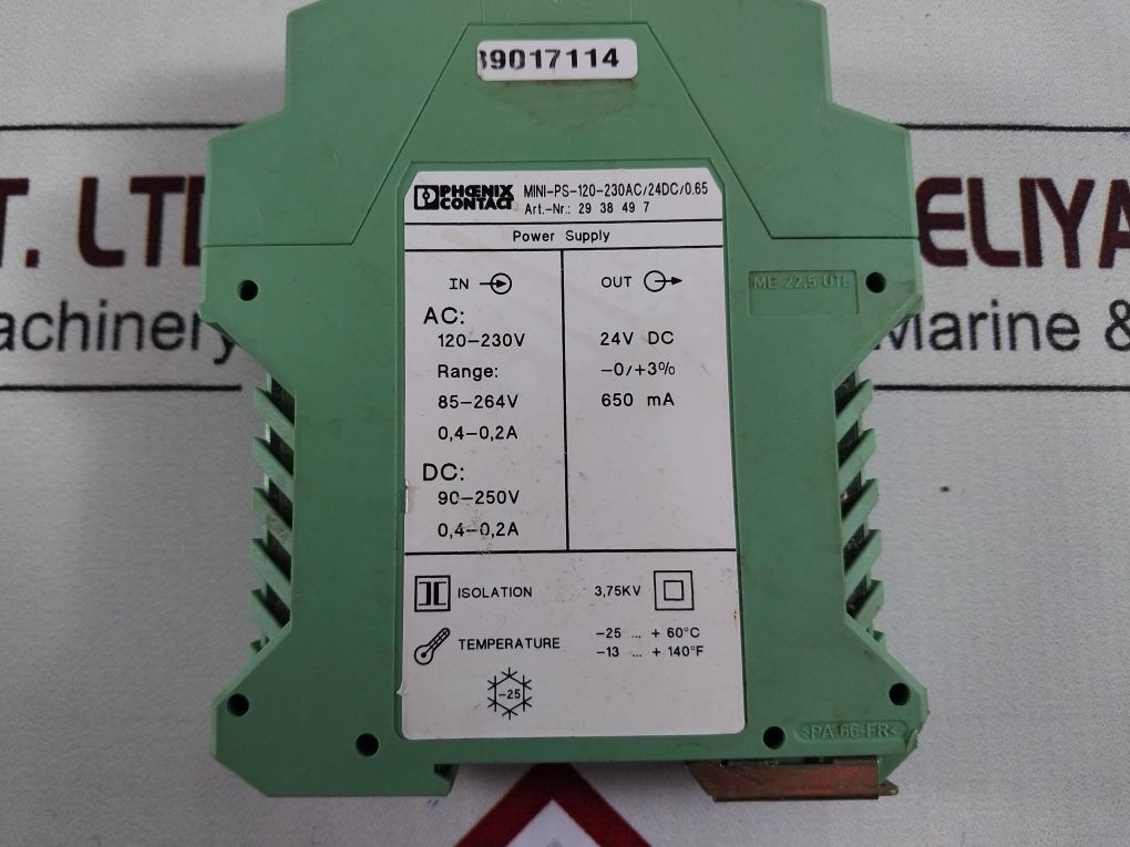Phoenix Contact Mini-ps-120-230Ac/24Dc/0.65 Power Supply