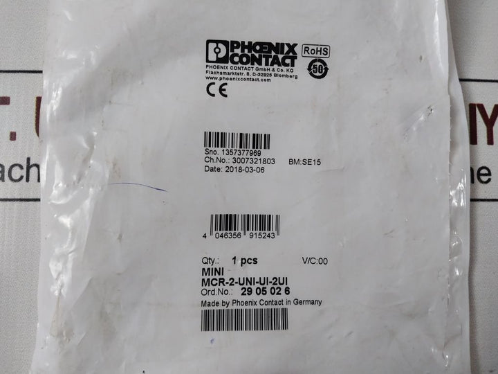 Phoenix Contact Mini Mcr-2-uni-ui-2Ui Configurable Signal Duplicator 