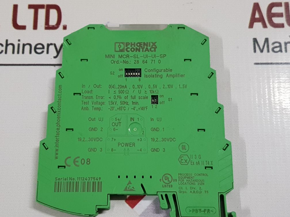 Phoenix Contact Mini Mcr-sl-ui-ui-sp Configurable Isolating Amplifier
