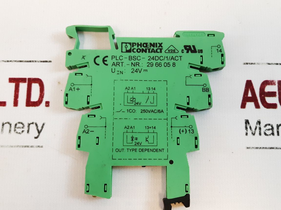 Phoenix Contact Plc-bsc-24Dc1Act Terminal Block Relay Base 29 66 05 8
