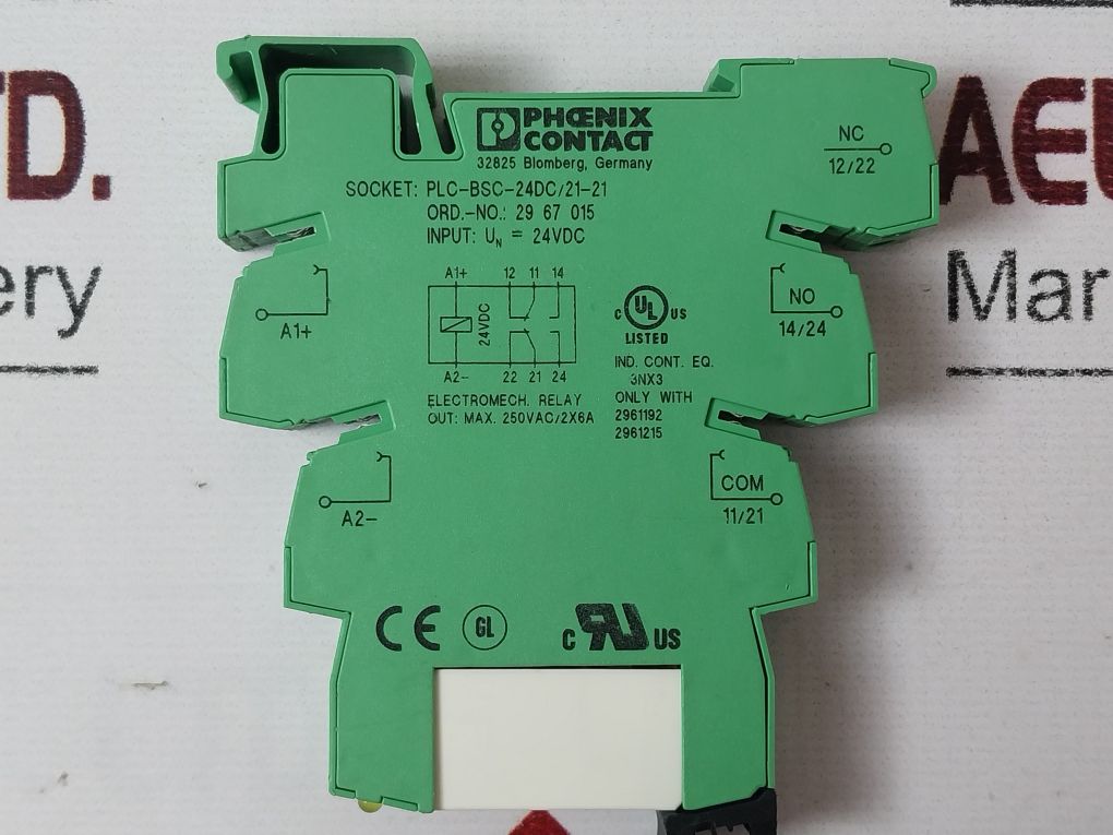 Phoenix Contact Plc-bsc-24Dc/21-21 Relay Socket, Terminal Block 29 61 192