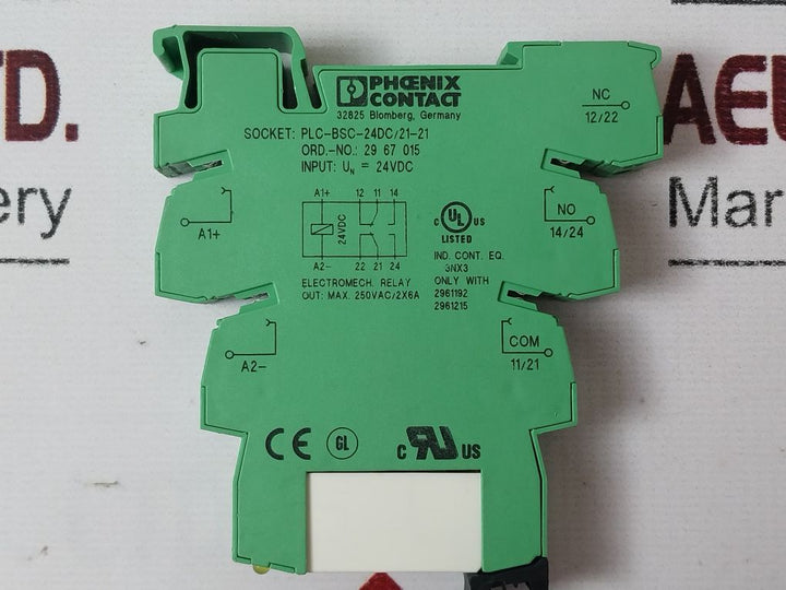 Phoenix Contact Plc-bsc-24Dc/21-21 Relay Socket, Terminal Block 29 61 192