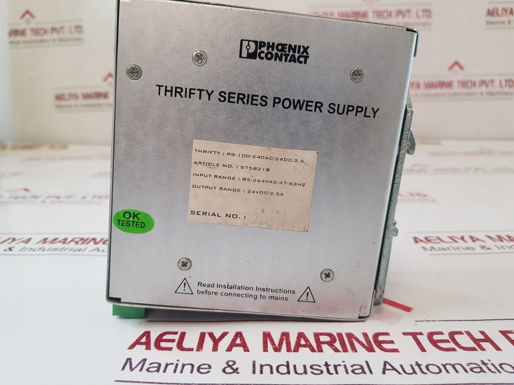 Phoenix Contact Ps-100-240Ac/24Dc/2.5 Thrifty Series Power Supply 5758218