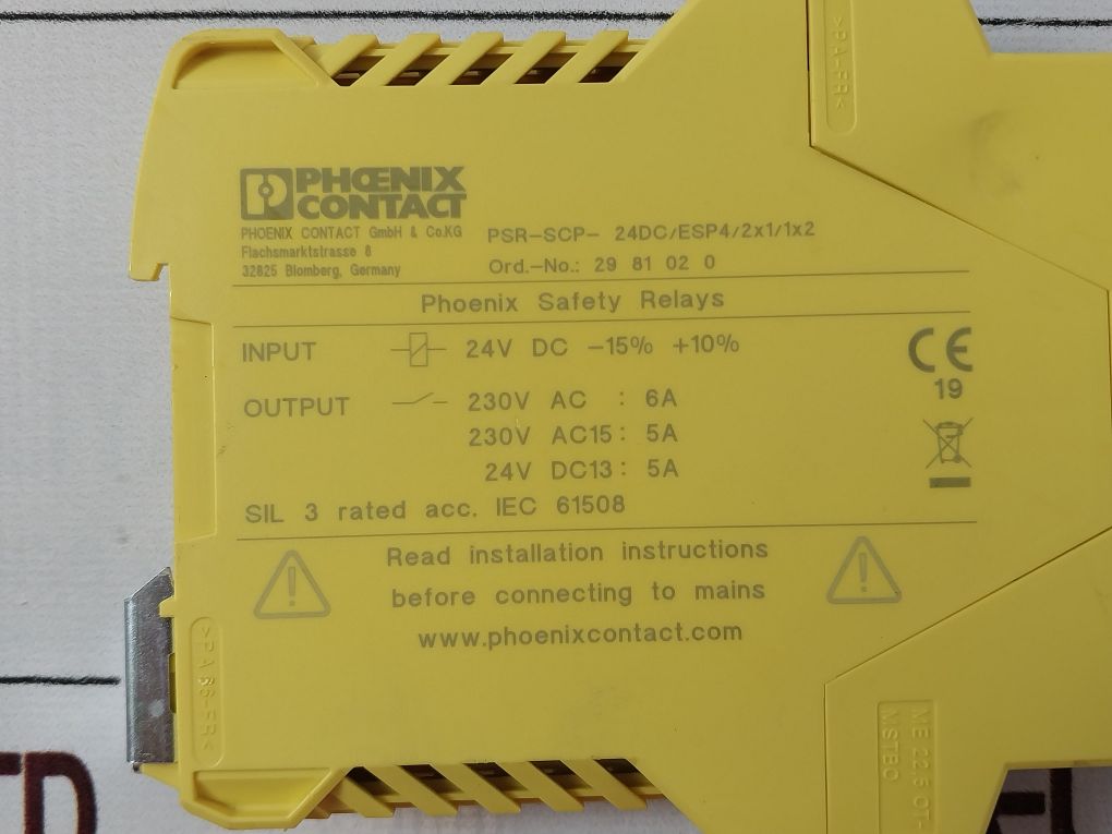 Phoenix Contact Psr-scp-24Dc/Esp4/2X1/1X2 Safety Relays 2981020