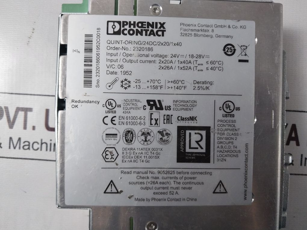 Phoenix Contact Quint-oring/24Dc/2X20/1X40 Redundancy Module