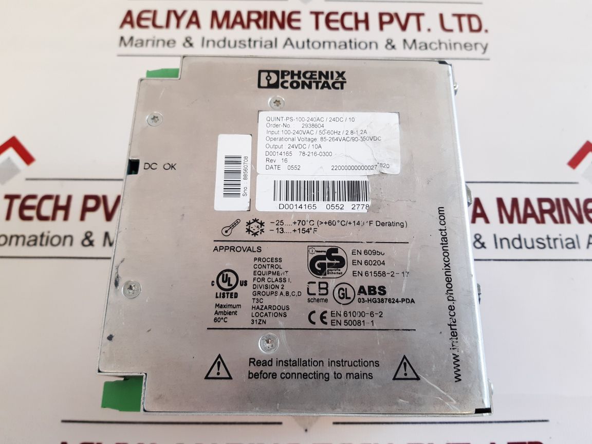 Phoenix Contact Quint-ps-100-240Ac/24Dc/10 Power Supply Unit