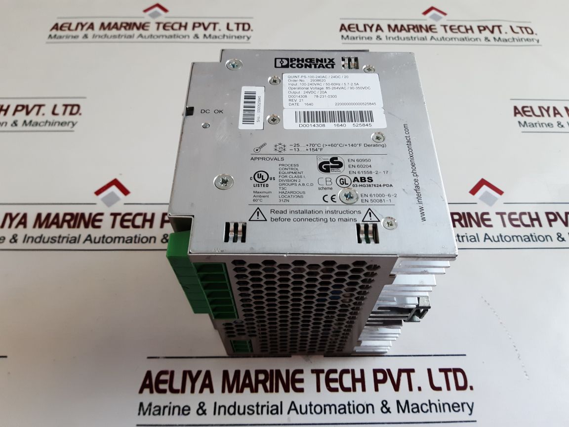 Phoenix Contact Quint-ps-100-240Ac/24Dc/20 Power Supply